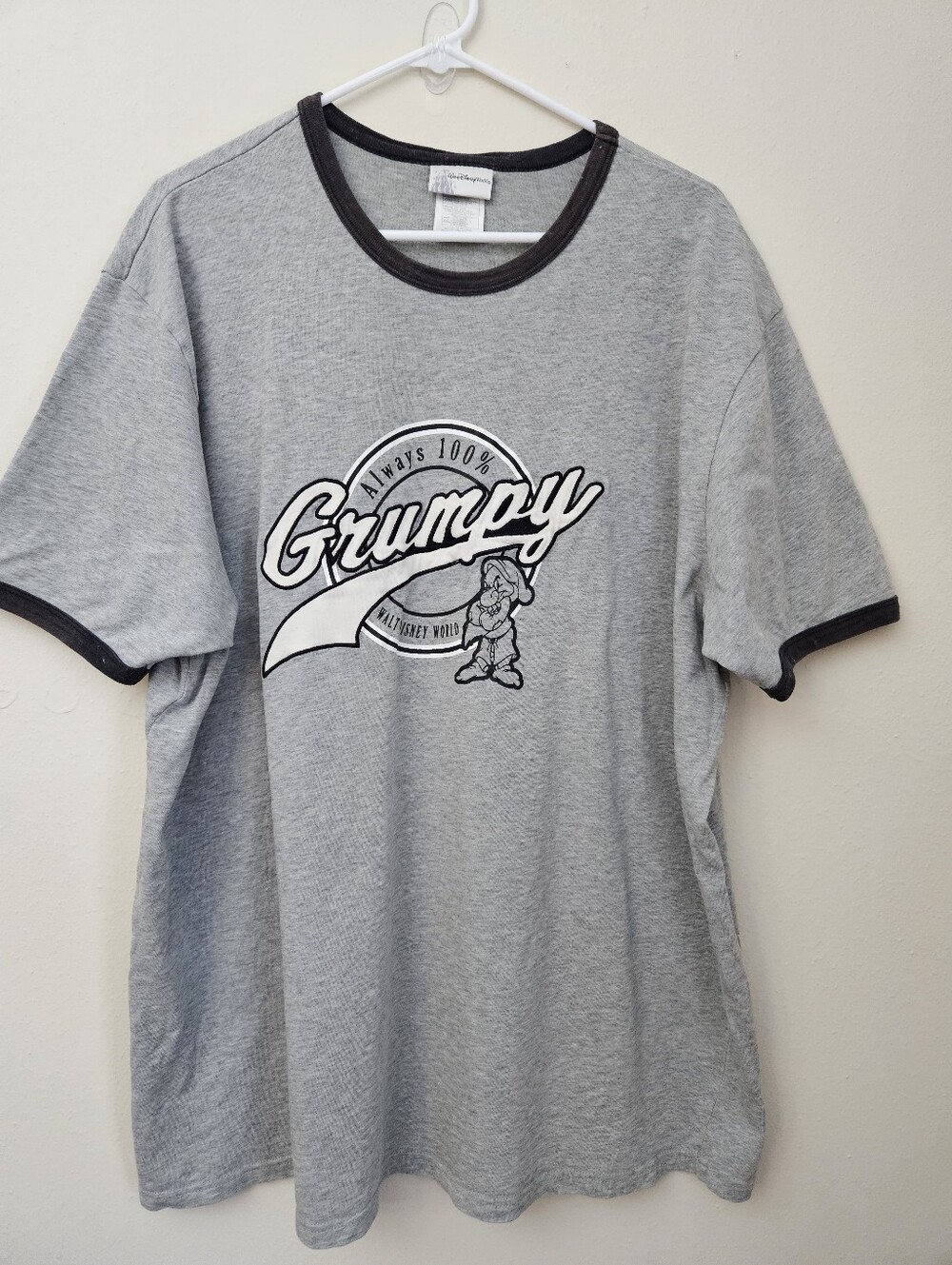 Grumpy Graphic Ringer Tee - Gray with Black Trim Size XXL